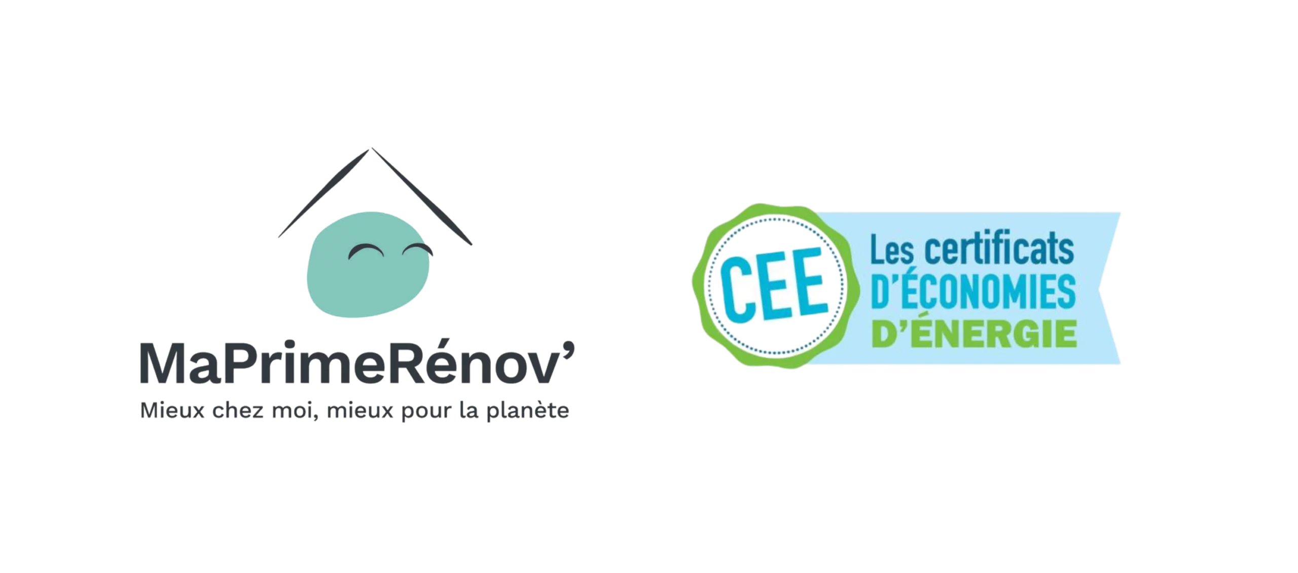 maprimerenov-et-CEE Logo de MaPrimeRenov et de Certificats d'économie d'énergies pour la rénovation énergétique